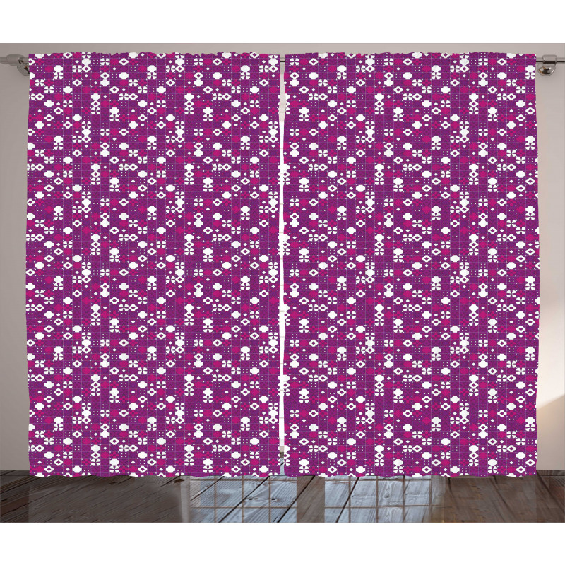 Tile Design Purple Shades Curtain