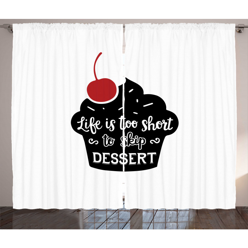 Pastry Silhouette Words Curtain