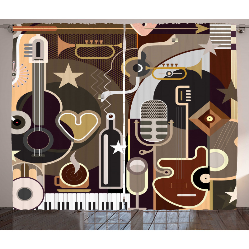 Musical Instruments Abstract Curtain