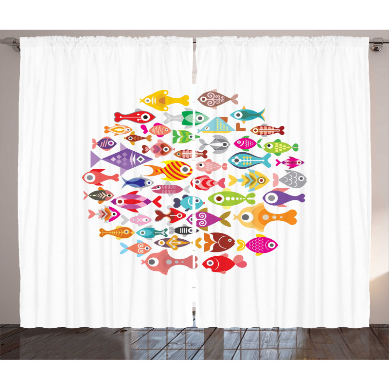 Aquarium Round Colorful Design Curtain