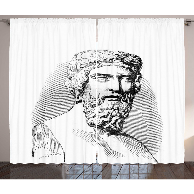 Vintage Sketch of Plato Curtain