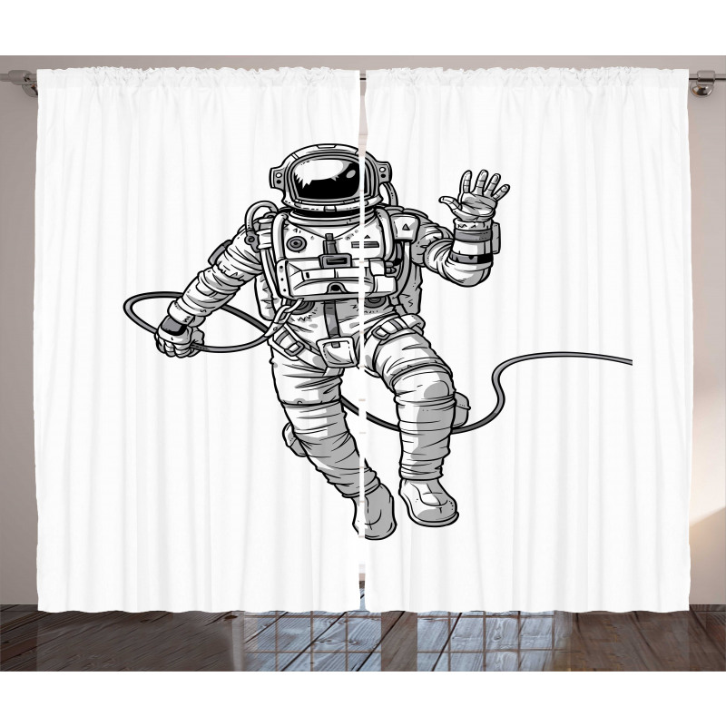 Cosmonaut Waving Hand Curtain