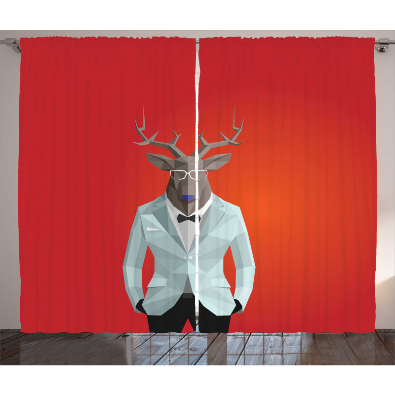 Moose Animal Person in Suit Curtain