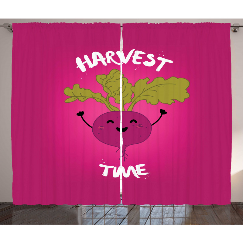 Happy Beet Character Words Curtain