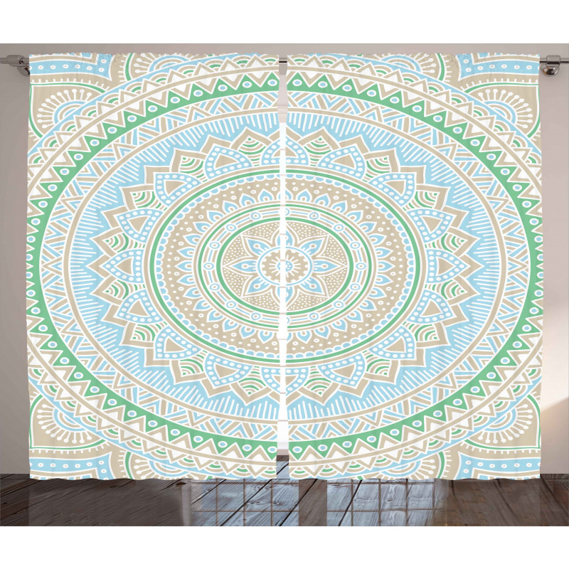 Oriental Motif Pastel Tone Curtain