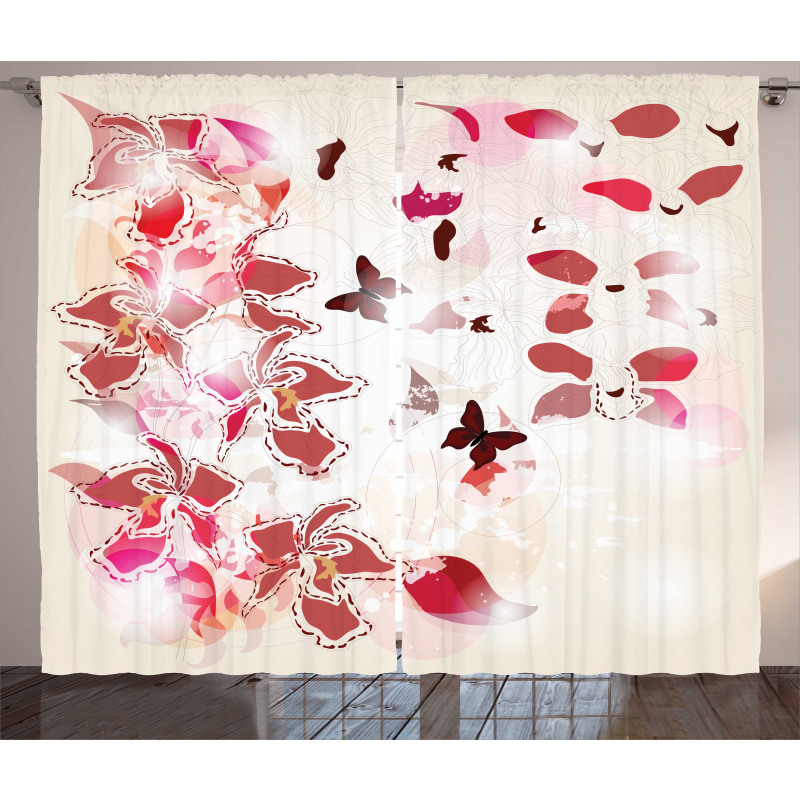 Orchids Butterflies Tropic Curtain