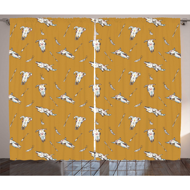 Cow Skulls Arrows Feathers Curtain