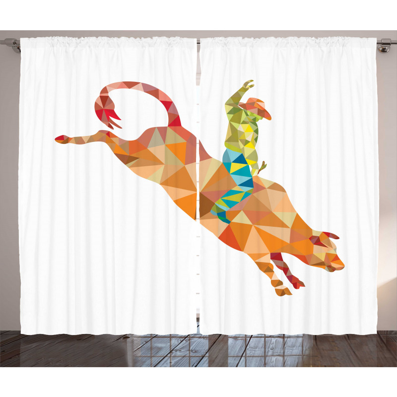 Geometric Fractal Cowboy Bull Curtain