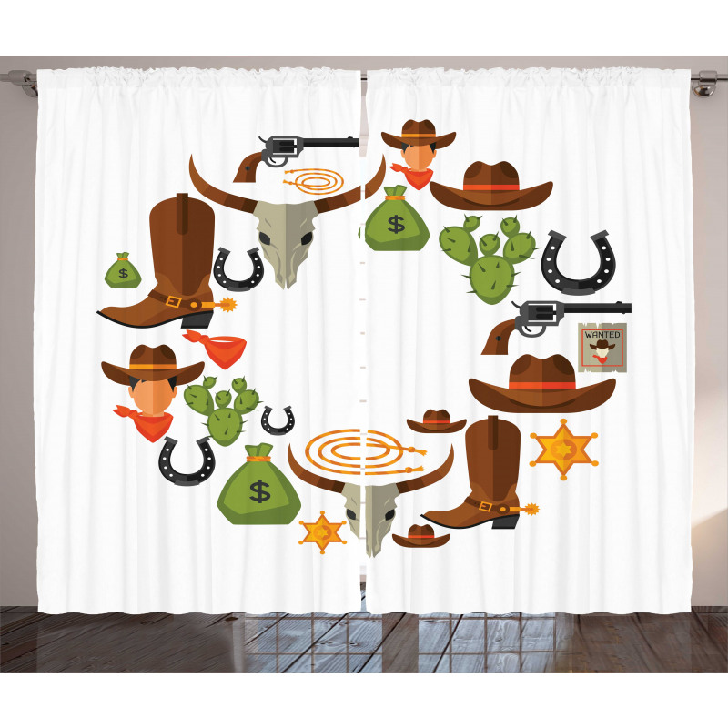 Vintage Wild West and Cowboy Curtain