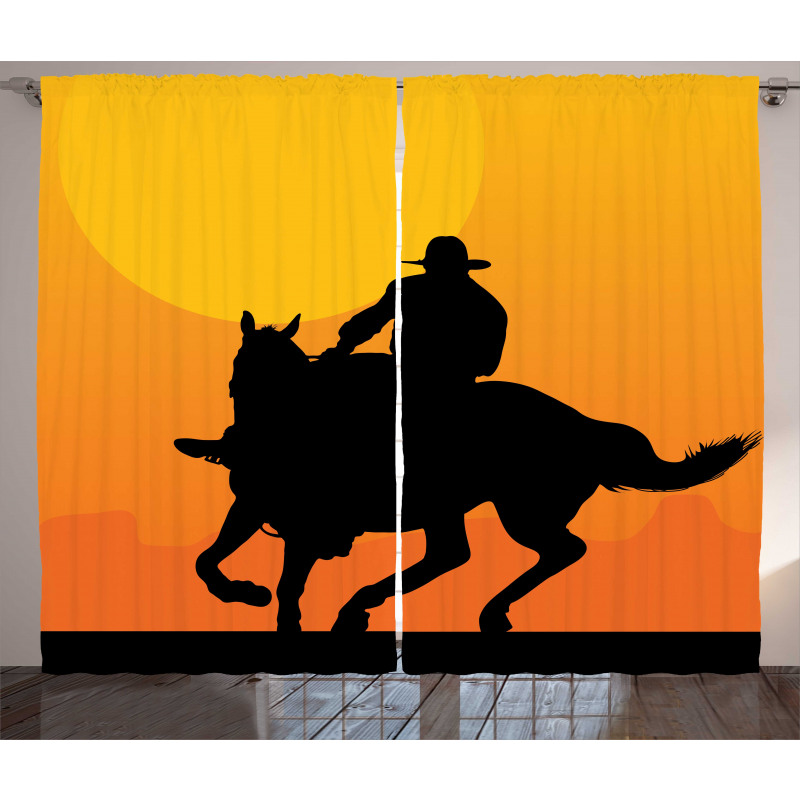 Silhouette of a Lone Rider Curtain