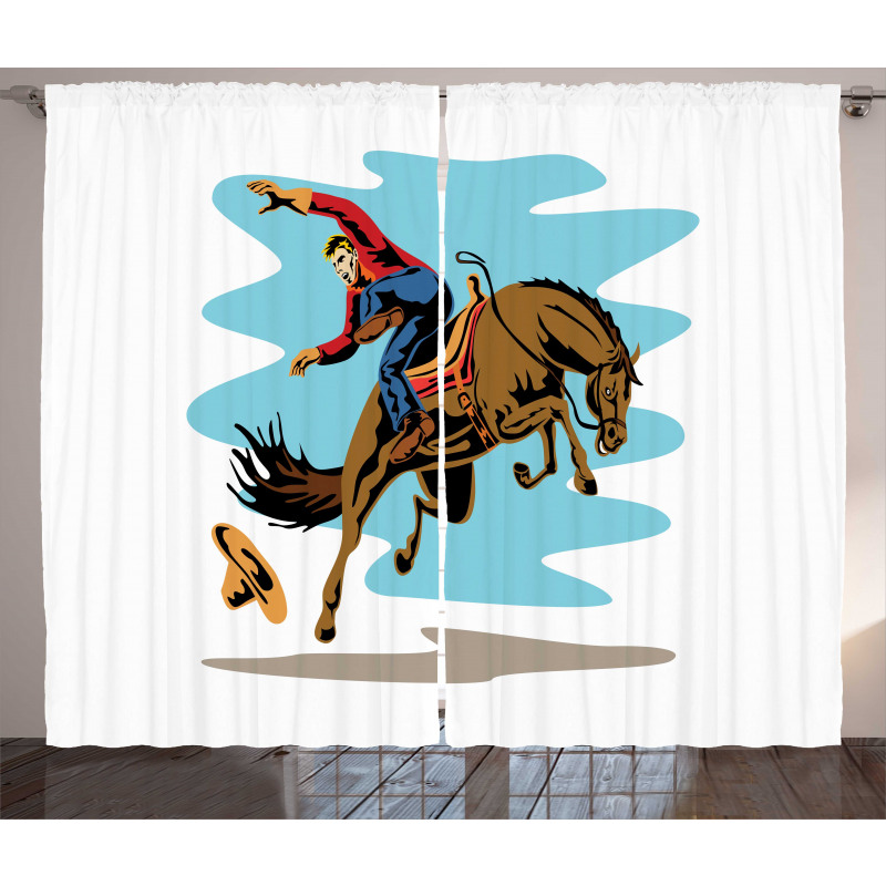 Cowboy Falling off His Horse Curtain