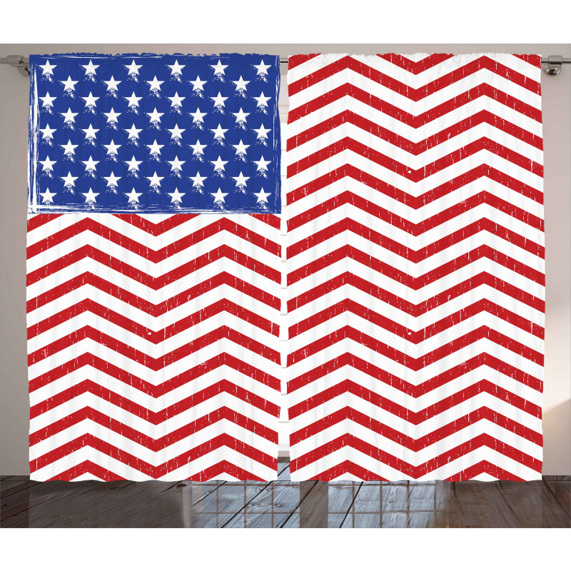 Country Flag with Zigzag Lines Curtain