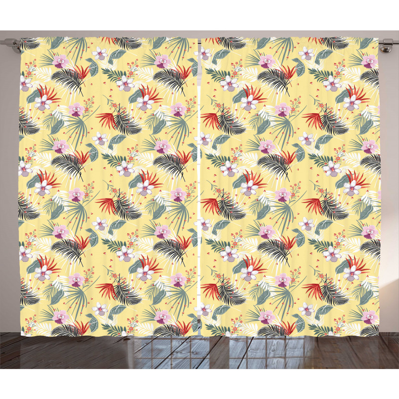 Pastel Hibiscus Flowers Curtain