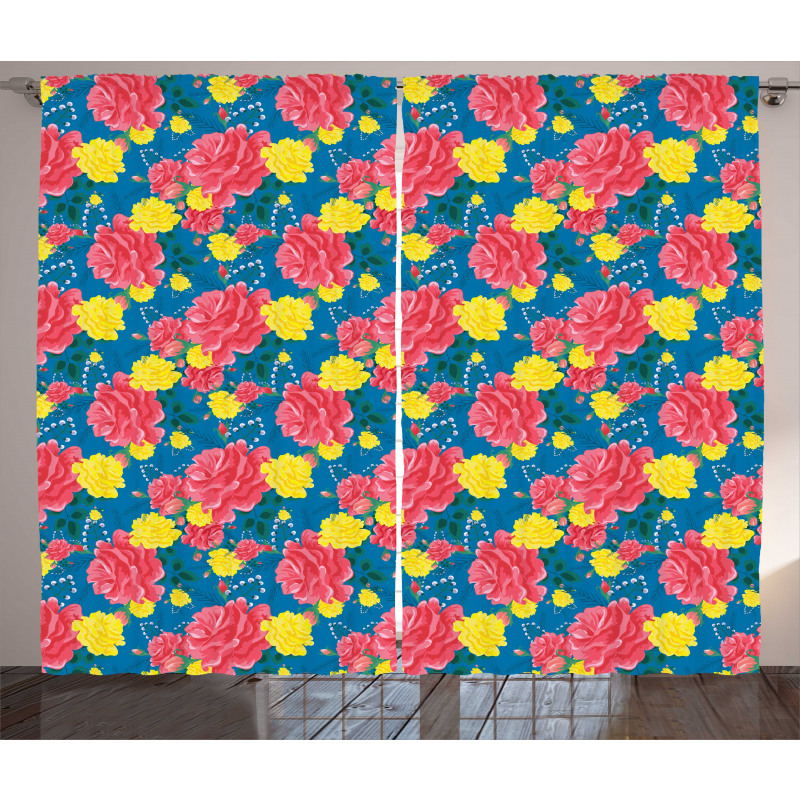 Valentine's Rose Blossoms Curtain