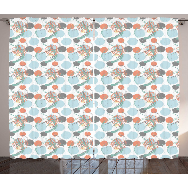 Modern Pastel Tone Petals Curtain