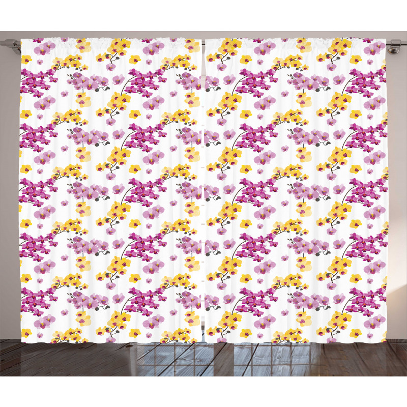 Flourishing Orchid Branches Curtain