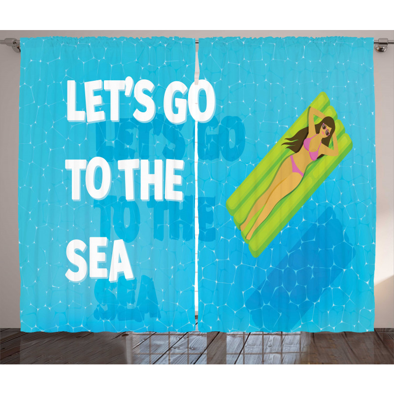 Lets Go to the Sea Message Curtain