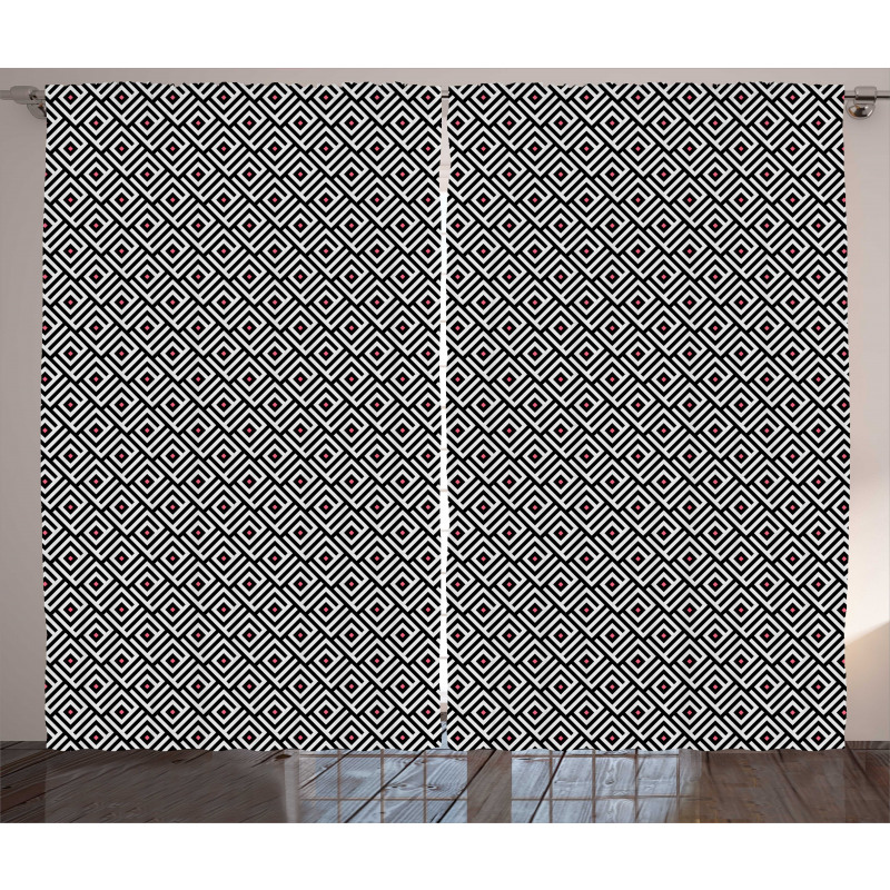 Minimalist Maze with Zigzags Curtain