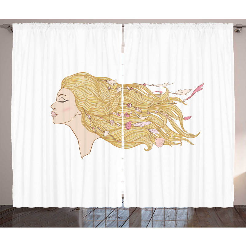 Young Lady with Hair Beads Curtain