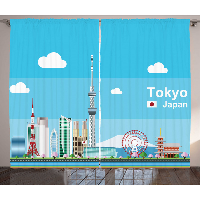 Cartoon Japan Sightseeing Curtain