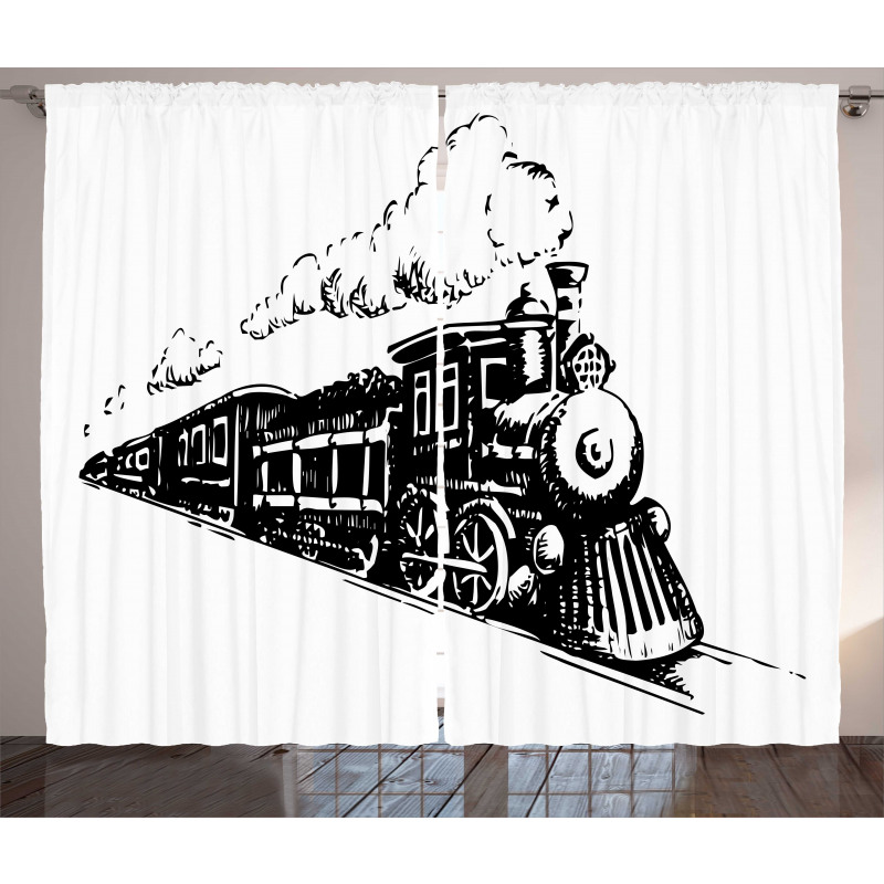 Retro Steam Locomotive Curtain