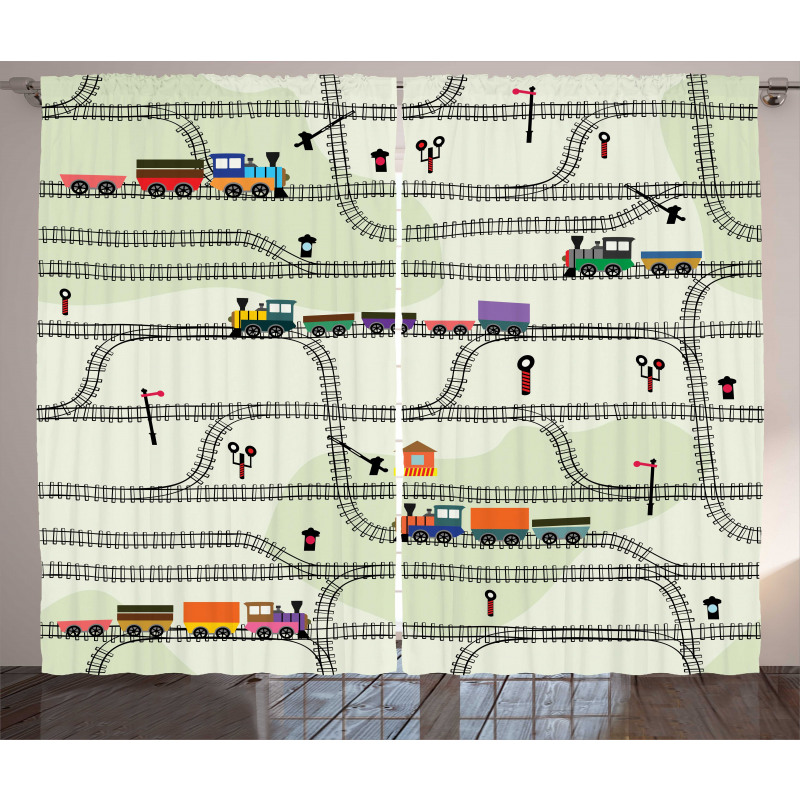 Roads Trains Locomotives Curtain