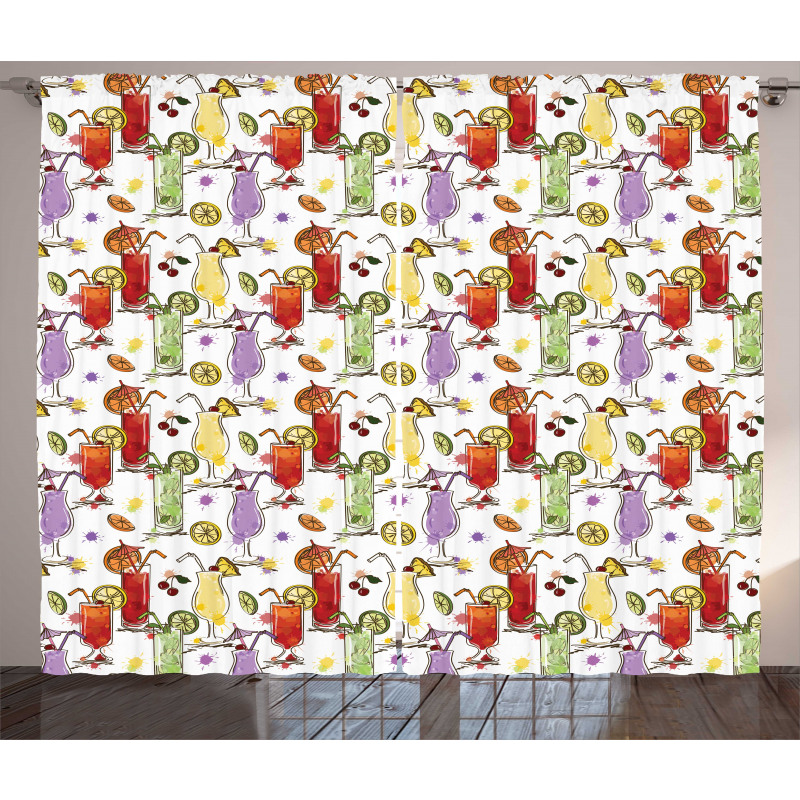 Colorful Watercolor Cocktails Curtain