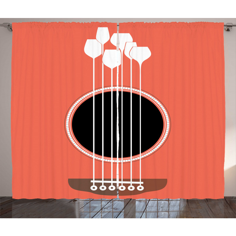 Acoustic Guitar Wine Glasses Curtain