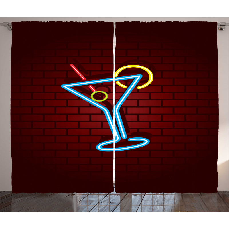 Cocktail Glass over Brick Wall Curtain