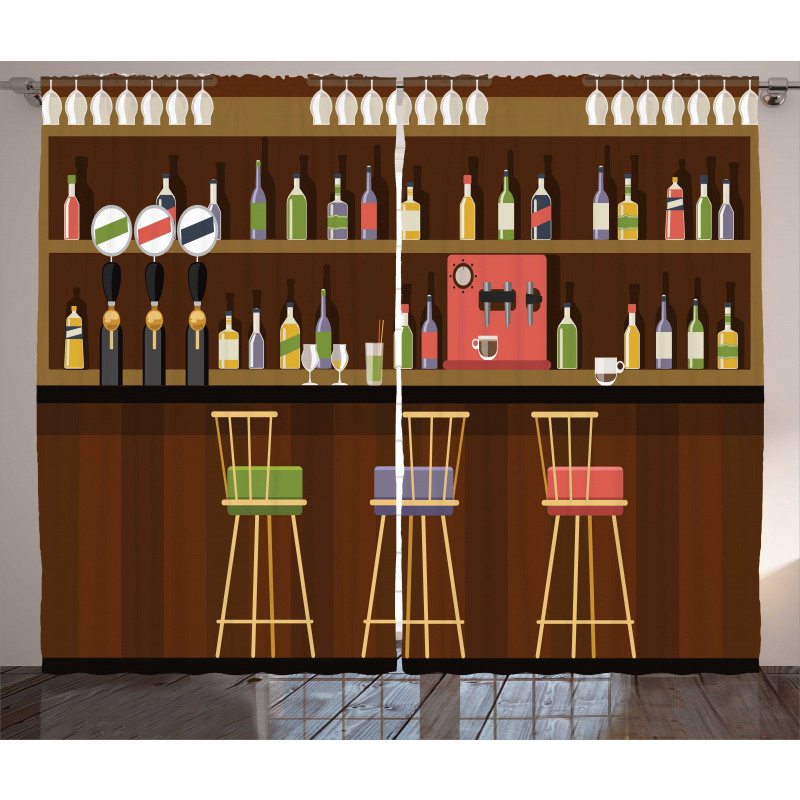 Nightclub Pub Alcohol Bottles Curtain