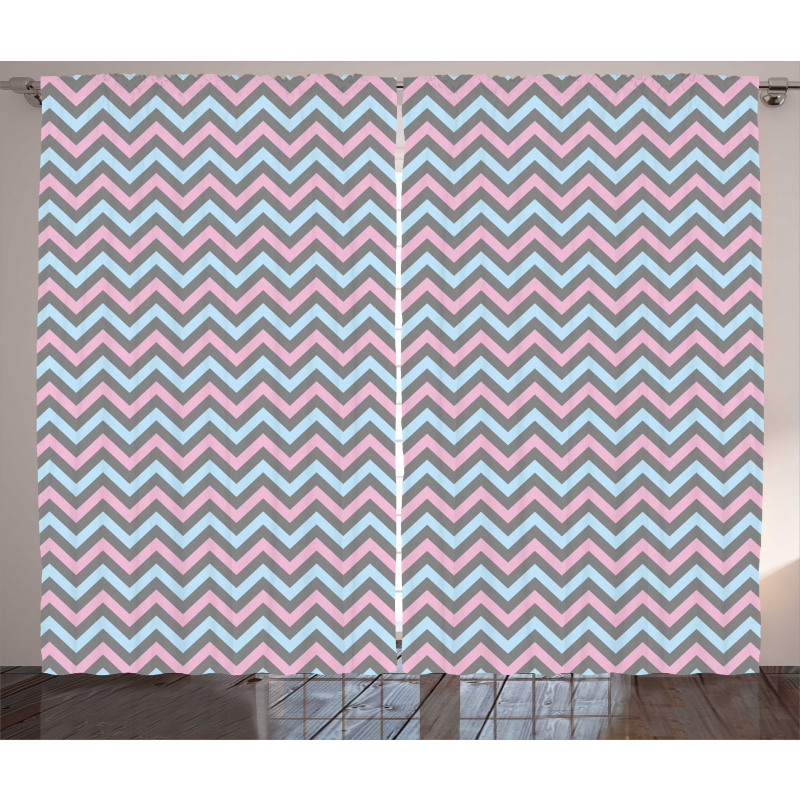 Pastel Sharp Zigzags Curtain