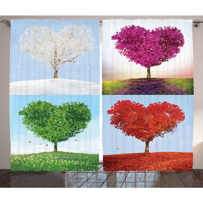 Heart Trees Pattern Curtain
