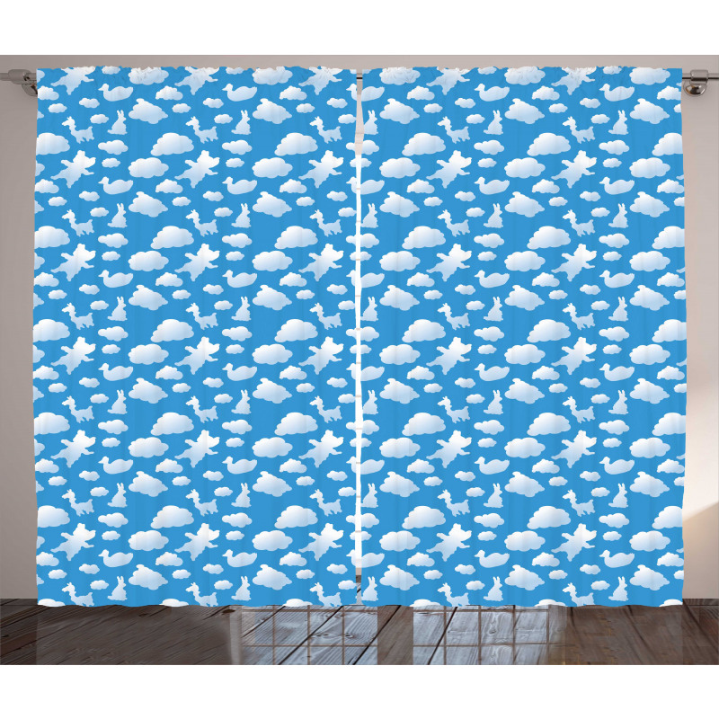 Clouds Duck Bear and Rabbit Curtain