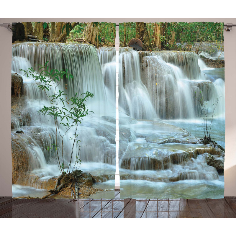 Waterfall Jungle Stream Tree Curtain