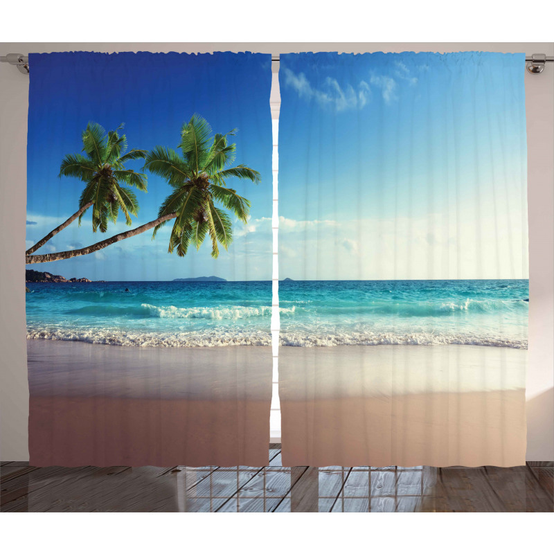 Scenic Island View Trees Curtain