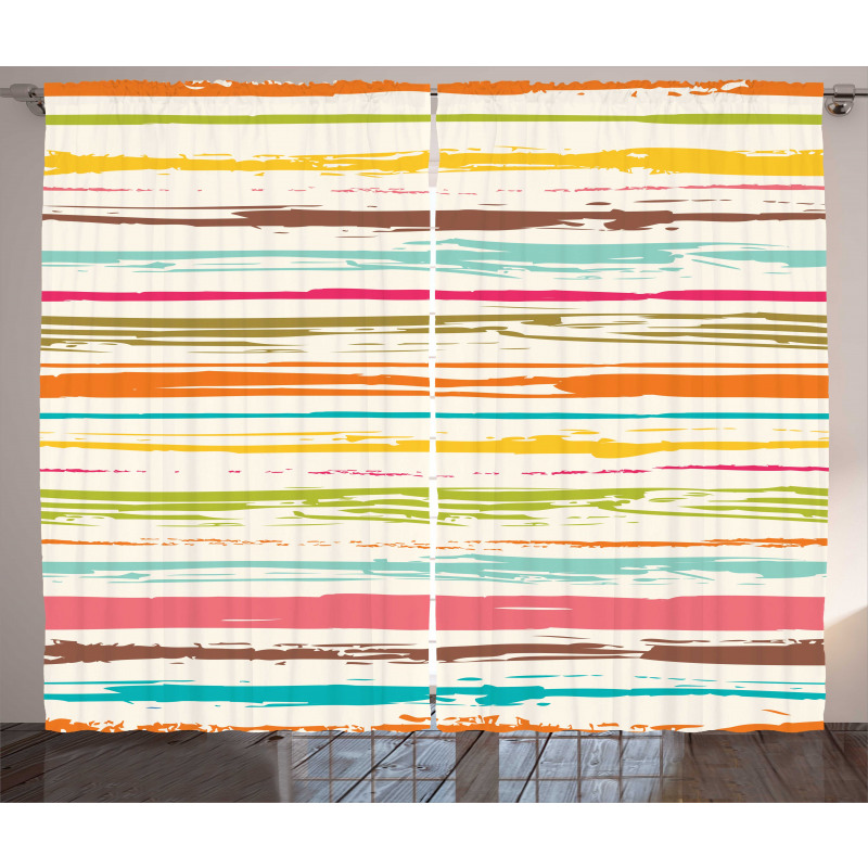 Horizontal Stripes Grunge Curtain