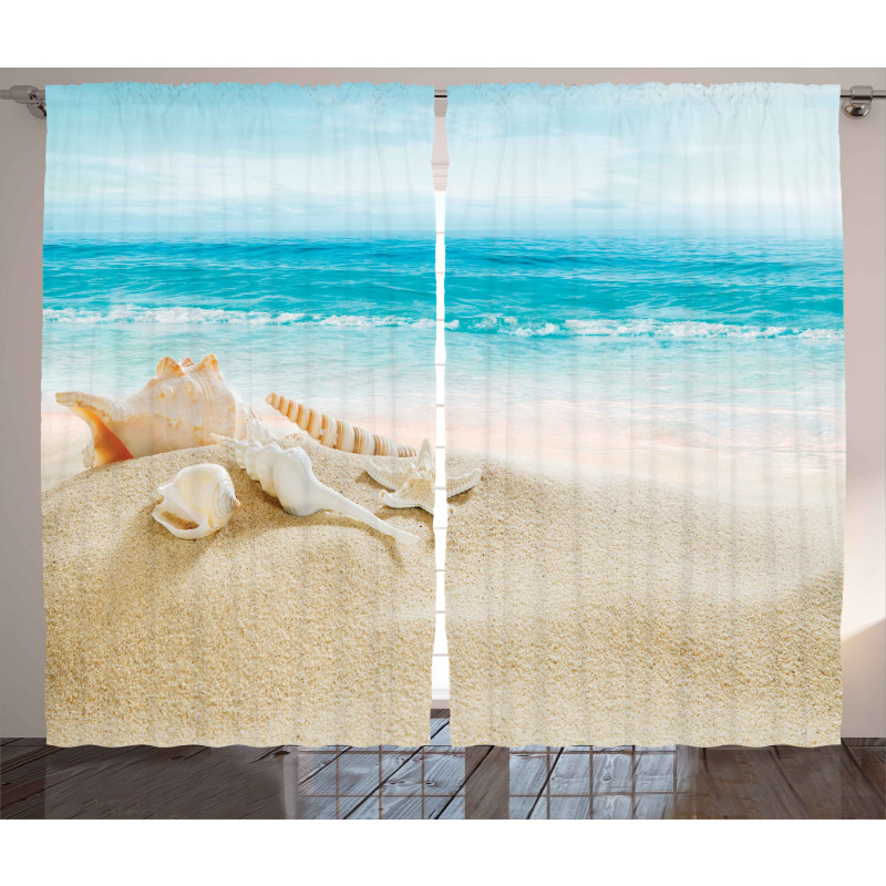Pastel Beach Scene Curtain