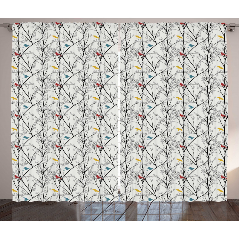 Woodland Nature Birds Trees Curtain