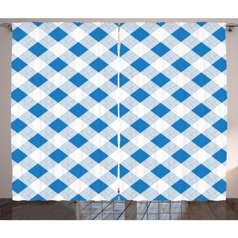 Checkered Plaid Grid Curtain