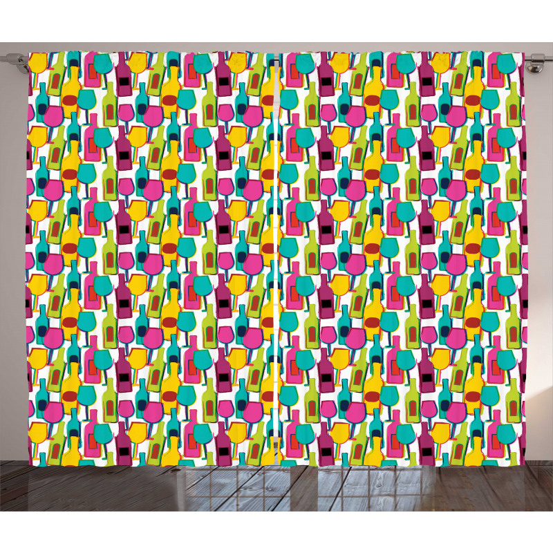 Colorful Bottles and Glasses Curtain