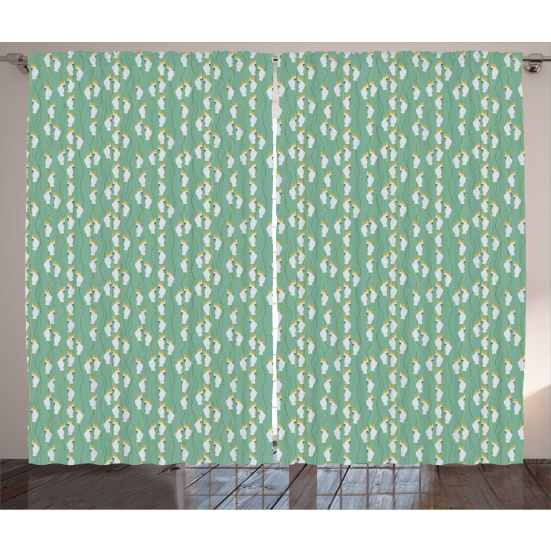 Tropical Cartoon Cockatoos Curtain