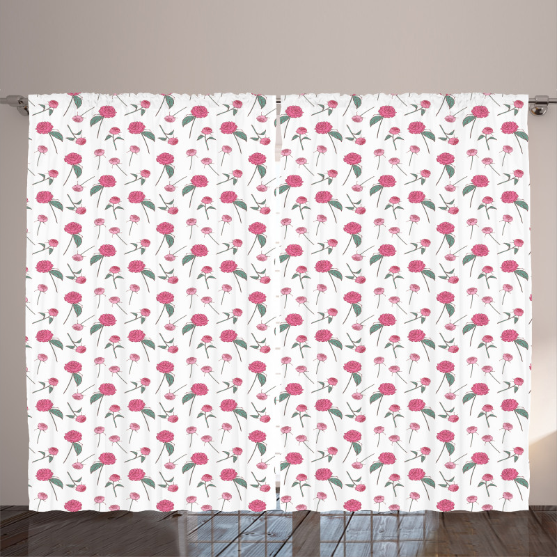 Romantic Flowers Valentine's Curtain