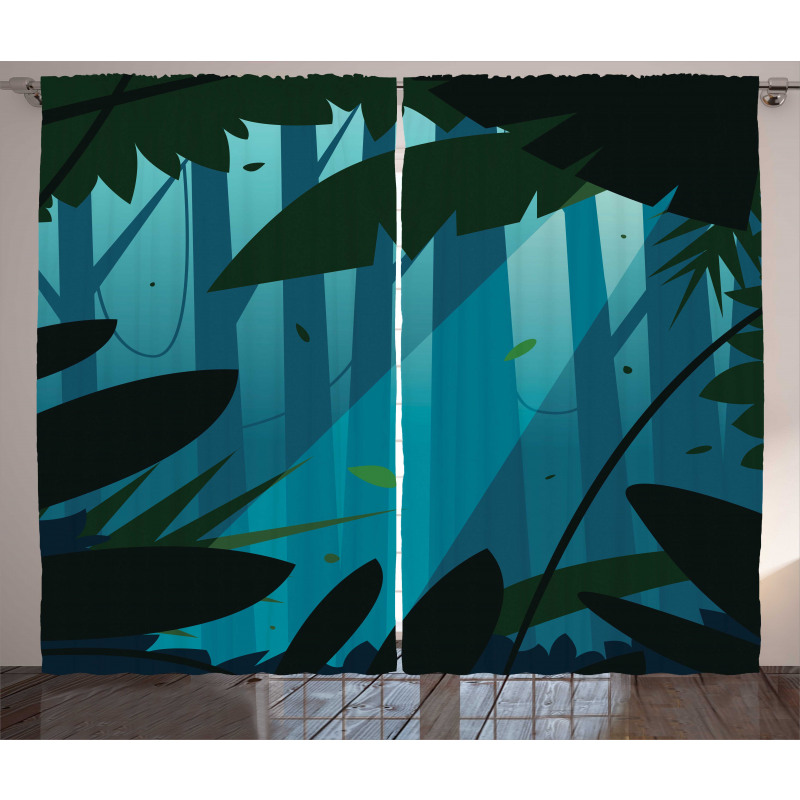 Lush Forest Leaves Curtain