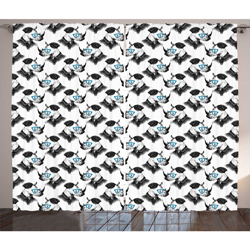 Hand Drawn Hipster Animal Curtain