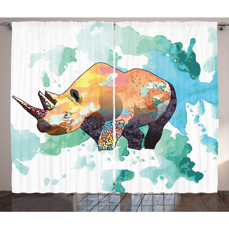 Watercolor Animal Wilderness Curtain