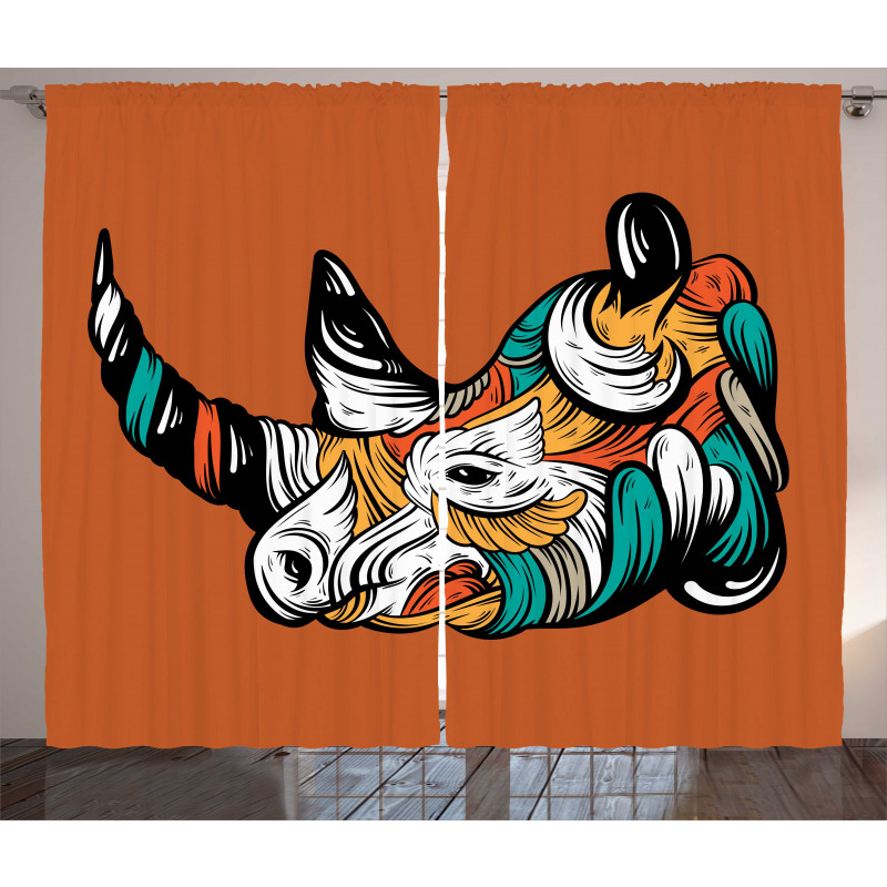 Colorful Animal Portrait Boho Curtain