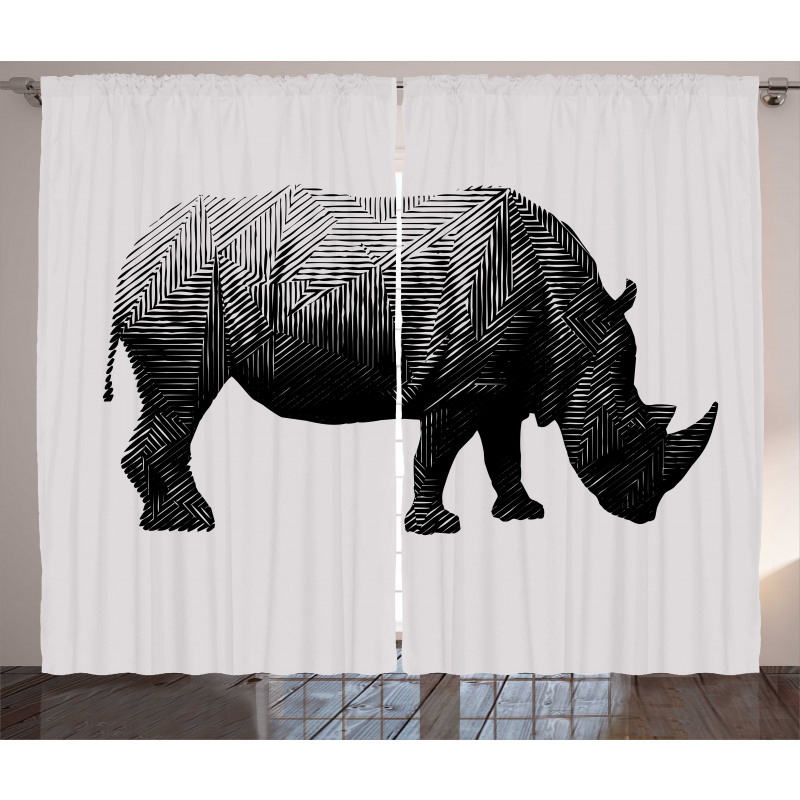 Polygonal Animal Line Art Curtain