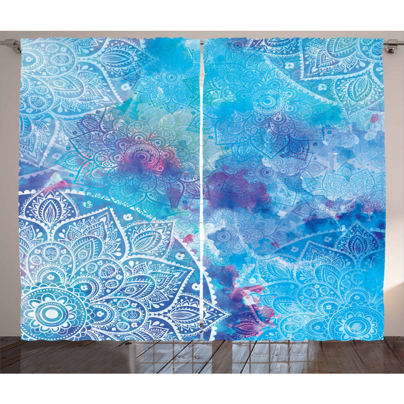 Watercolor Floral Asian Curtain