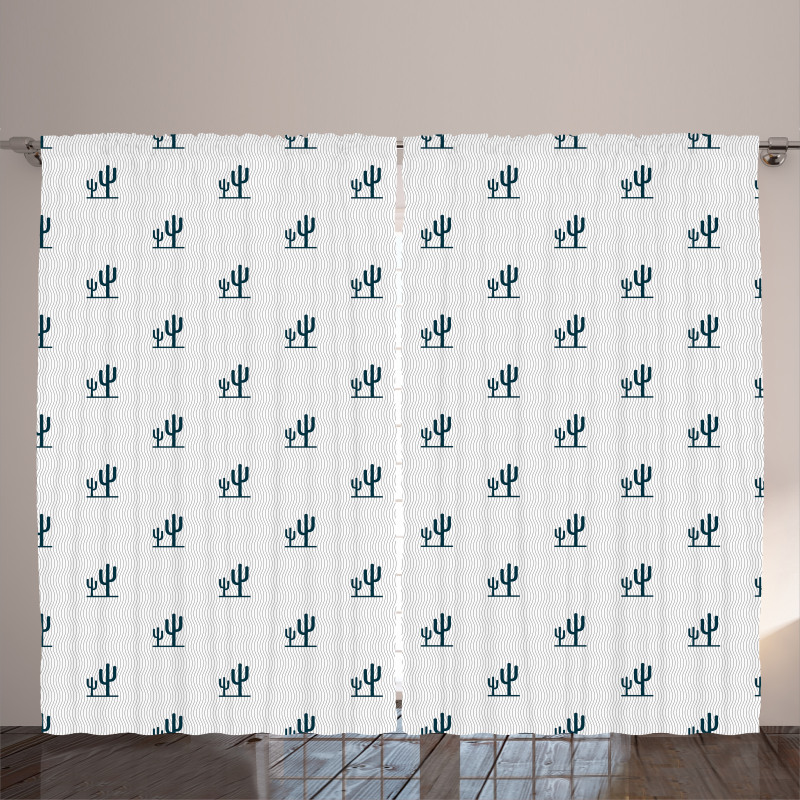 Saguaro Cacti Motif Mexican Curtain