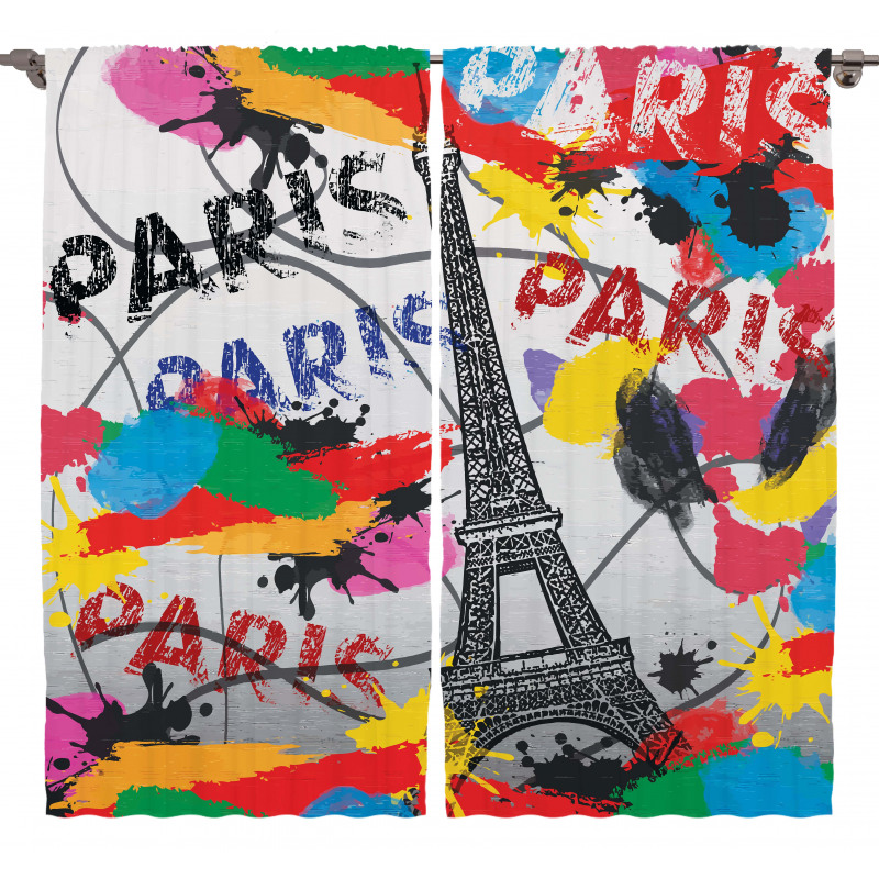Contemporary Eiffel Tower Art Curtain